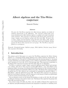 Arxiv:1911.04976V2 [Math.GR] 18 Mar 2021 Albert Algebras and the Tits