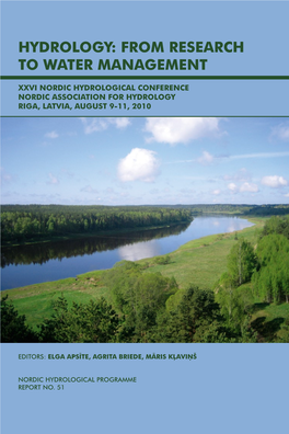 Hydrology Riga, Latvia, August 9–11, 2010