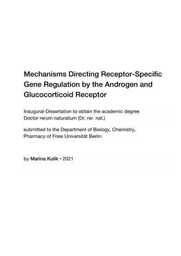Mechanisms Directing Receptor-Specific Gene Regulation