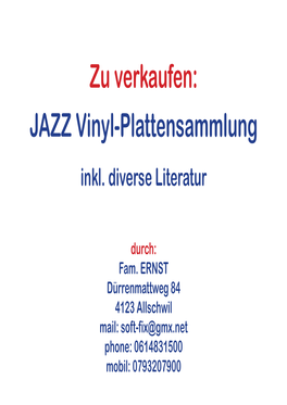 JAZZ Vinyl-Plattensammlung Inkl