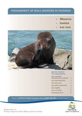 Management of Seals Onshore in Tasmania