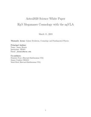 Astro2020 Science White Paper H2O Megamaser Cosmology with The