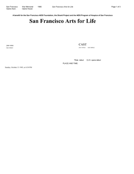 San Francisco Arts for Life Page 1 of 3 Opera Assn
