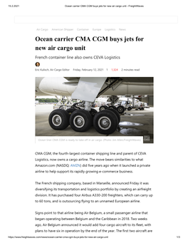 Ocean Carrier CMA CGM Buys Jets for New Air Cargo Unit - Freightwaves