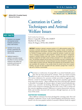 Different Castration Techniques and Welfare