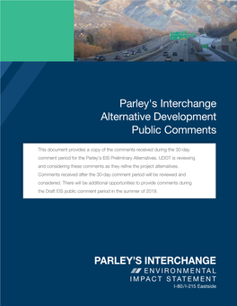 Parley's Interchange Alternative Development Public Comments