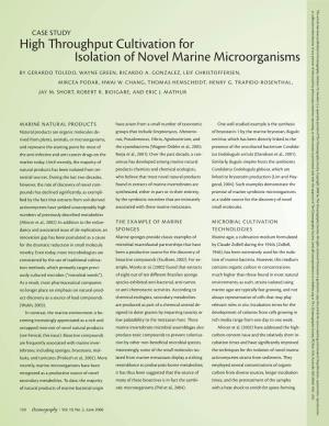 High Throughput Cultivation for Isolation of Novel Marine Microorganisms