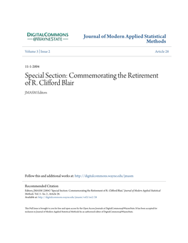 Commemorating the Retirement of R. Clifford Blair JMASM Editors