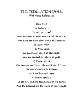 THE TRIBULATION PSALM with Verse References