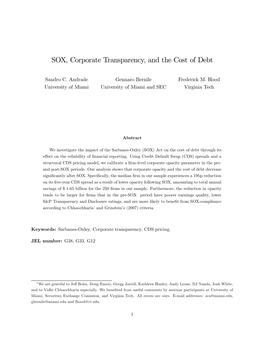 SOX, Corporate Transparency, and the Cost of Debt