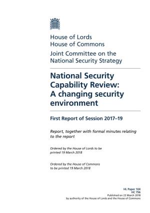 National Security Capability Review: a Changing Security Environment