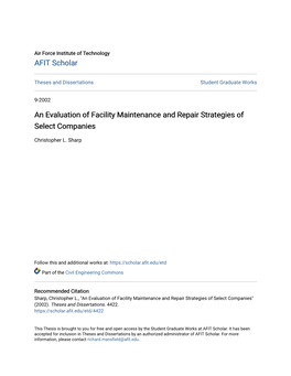 An Evaluation of Facility Maintenance and Repair Strategies of Select Companies
