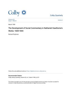 The Development of Social Commentary in Nathaniel Hawthorne's Works: 1828-1844