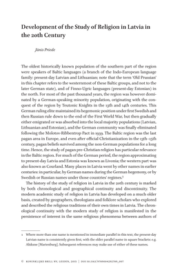 Development of the Study of Religion in Latvia in the 20Th Century