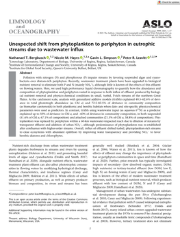 Unexpected Shift from Phytoplankton to Periphyton in Eutrophic Streams Due to Wastewater Inﬂux