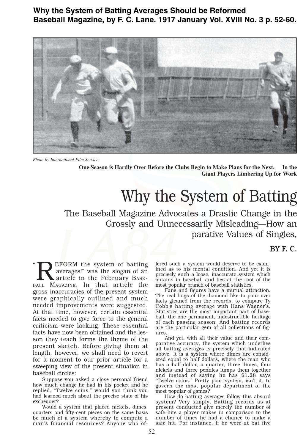 Why the System of Batting Averages Should Be Reformed