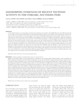 Geomorphic Evidences of Recent Tectonic Activity in the Forearc, Southern Peru