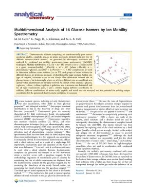 Multidimensional Analysis of 16 Glucose Isomers by Ion Mobility Spectrometry M