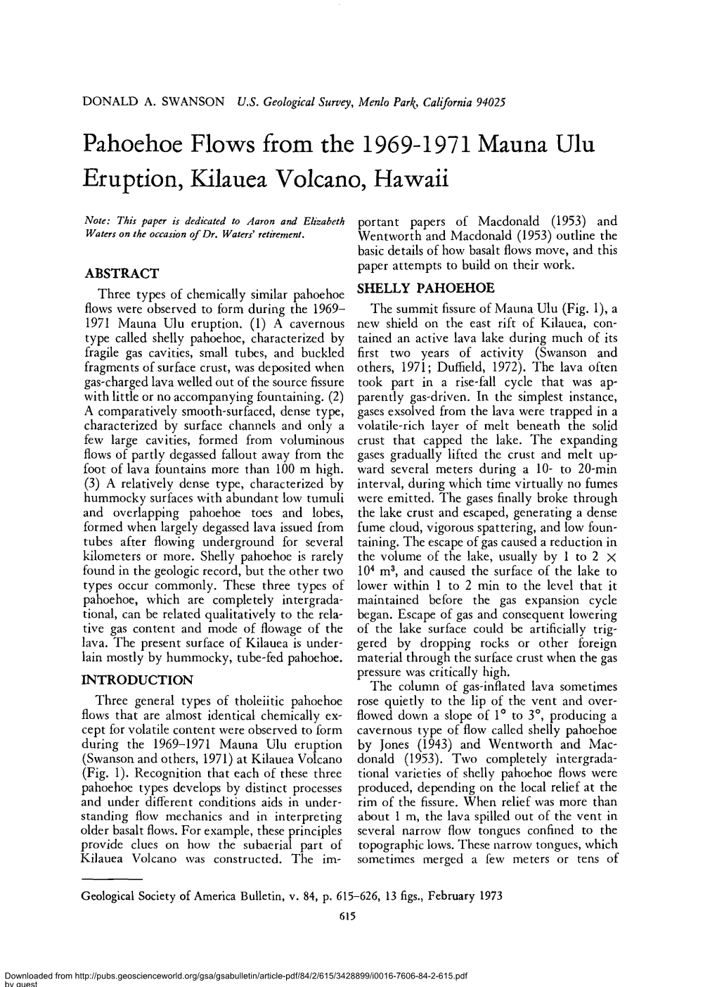 Pahoehoe Flows From The 1969 1971 Mauna Ulu Eruption, Kilauea Volcano