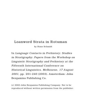 Loanword Strata in Rotuman