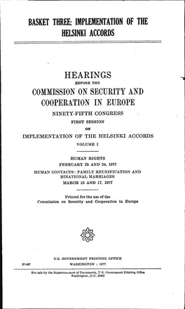 Basket Three: Implementation of the Helsinki Accords Hearings