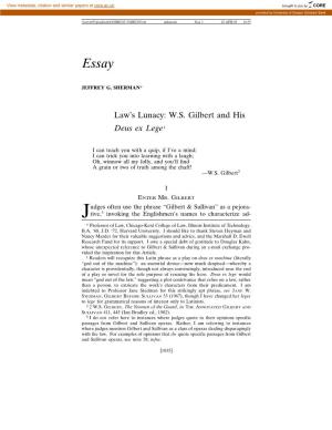 Law's Lunacy: W.S. Gilbert and His Deus Ex Lege1