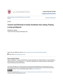 Tourism and Ethnicity in Insular Southeast Asia: Eating, Praying, Loving and Beyond