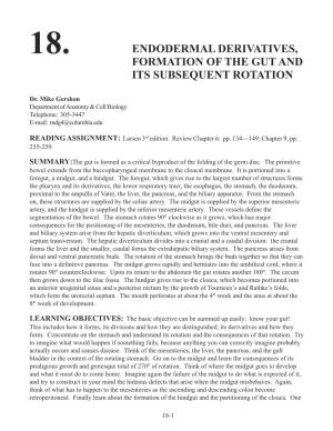 Endodermal Derivatives, Formation of the Gut and Its Subsequent Rotation