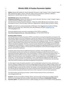 Rhinitis 2020: a Practice Parameter Update