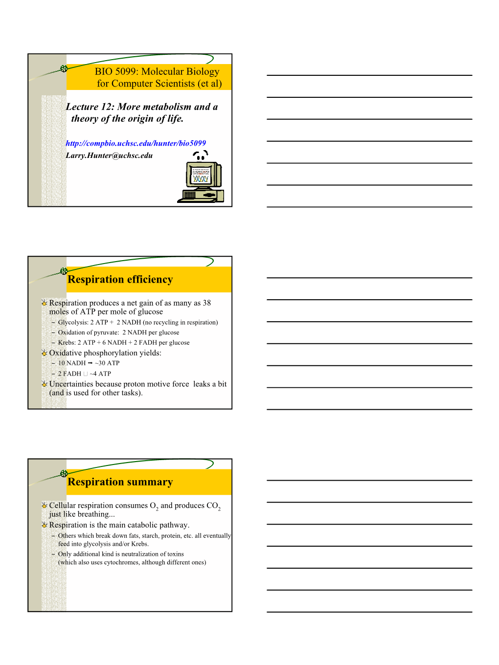 1 Respiration Efficiency Respiration Summary