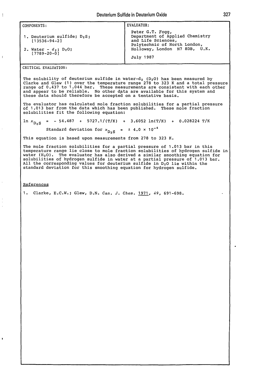 Deuterium Sulfide in Deuterium Oxide 327