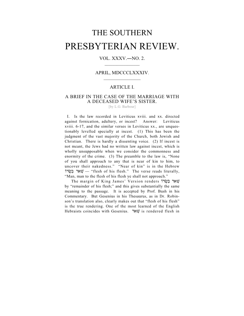 A Brief in the Case of the Marriage with a Deceased Wife's Sister