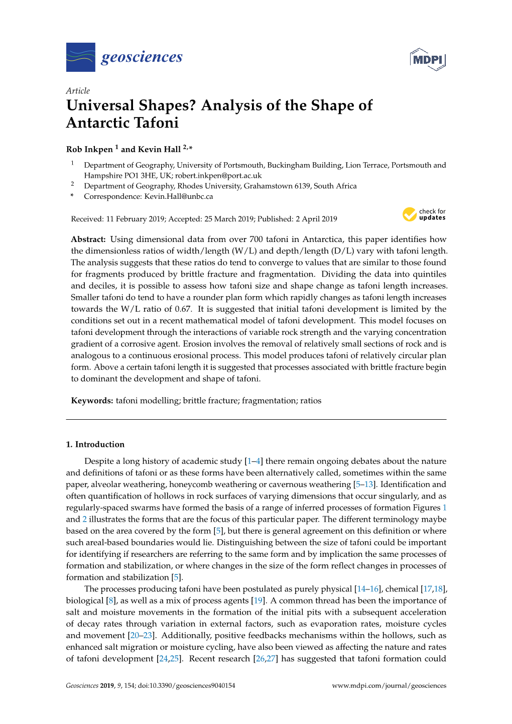 Analysis of the Shape of Antarctic Tafoni