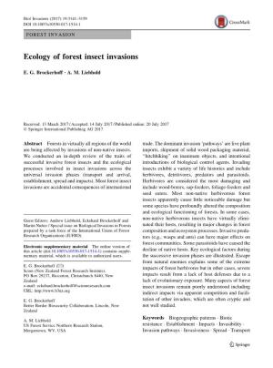 Ecology of Forest Insect Invasions