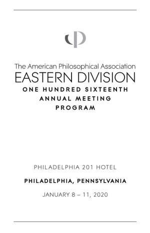 2020 APA Eastern Division Meeting Program