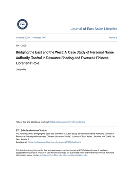 A Case Study of Personal Name Authority Control in Resource Sharing and Overseas Chinese Librarians' Role