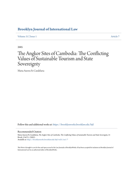The Conflicting Values of Sustainable Tourism and State Sovereignty, 31 Brook