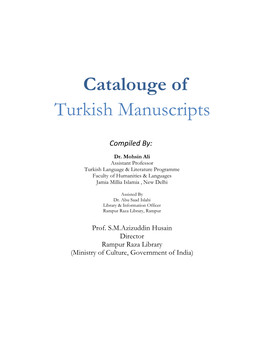 Catalogue of the Turkish Manuscripts