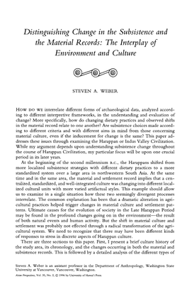 Distinguishing Change in the Subsistence and the Material Records: the Interplay of Environment and Culture