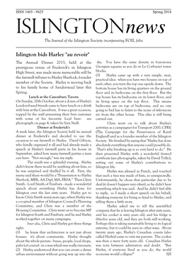 Spring 2014 ISLINGTON News the Journal of the Islington Society Incorporating FOIL Folio