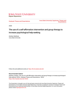 The Use of a Self-Affirmation Intervention and Group Therapy to Increase Psychological Help-Seeking
