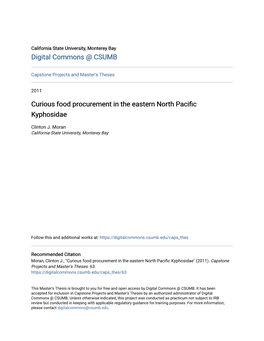 Curious Food Procurement in the Eastern North Pacific Kyphosidae