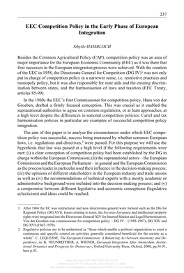 EEC Competition Policy in the Early Phase of European Integration