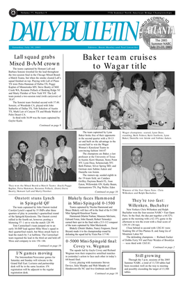 Baker Team Cruises to Wagar Title