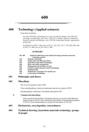 600 Technology (Applied Sciences)