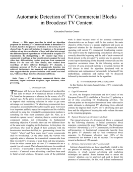 Automatic Detection of TV Commercial Blocks in Broadcast TV Content
