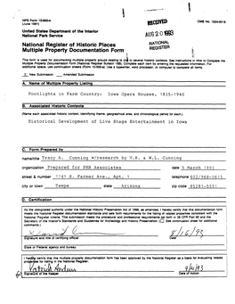 National Register of Historic Places Multiple Property Documentation Form Prepared for the Nebraska State Historical Society, 1988