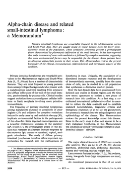 Alpha-Chain Disease and Related Small-Intestinal Lymphoma: a Memorandum *