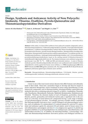 Design, Synthesis and Anticancer Activity of New Polycyclic: Imidazole, Thiazine, Oxathiine, Pyrrolo-Quinoxaline and Thienotriazolopyrimidine Derivatives