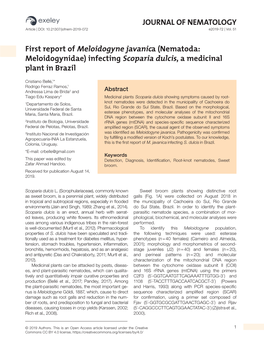 JOURNAL of NEMATOLOGY First Report of Meloidogyne Javanica